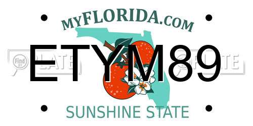 ETYM89 Florida License Plate