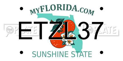 ETZL37 Florida License Plate