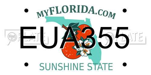 EUA355 Florida License Plate