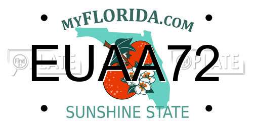 EUAA72 Florida License Plate