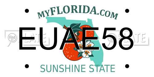 EUAE58 Florida License Plate