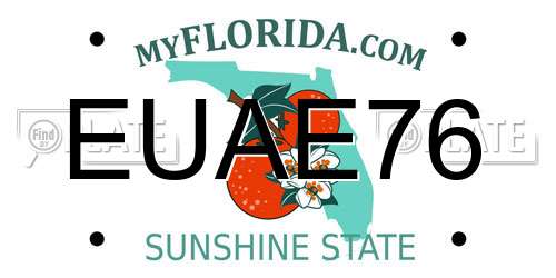 EUAE76 Florida License Plate