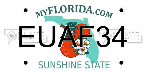 EUAF34 Florida License Plate