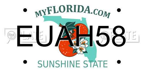 EUAH58 Florida License Plate