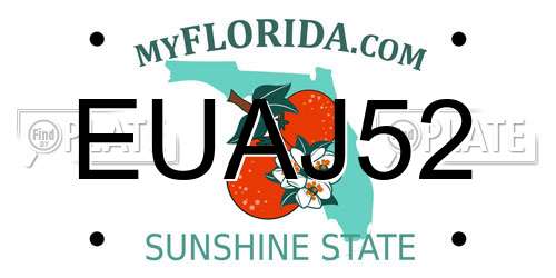 EUAJ52 Florida License Plate