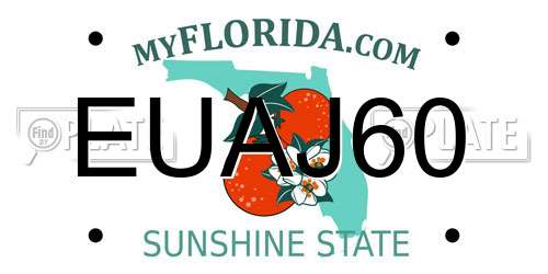 EUAJ60 Florida License Plate