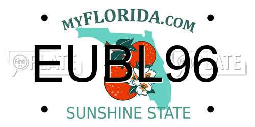 EUBL96 Florida License Plate