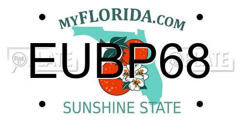 EUBP68 Florida License Plate