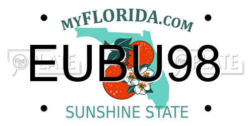 EUBU98 Florida License Plate