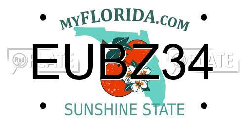 EUBZ34 Florida License Plate