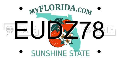 EUDZ78 Florida License Plate