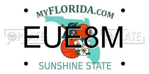 EUE8M Florida License Plate