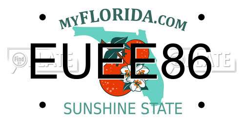 EUEE86 Florida License Plate