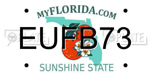 EUFB73 Florida License Plate