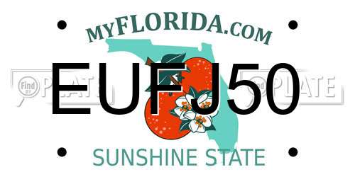 EUFJ50 Florida License Plate