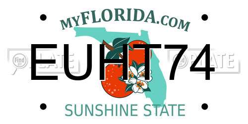 EUHT74 Florida License Plate