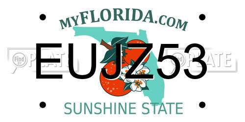 EUJZ53 Florida License Plate