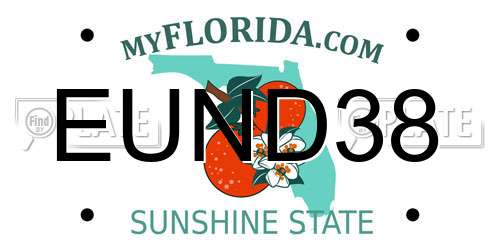 EUND38 Florida License Plate