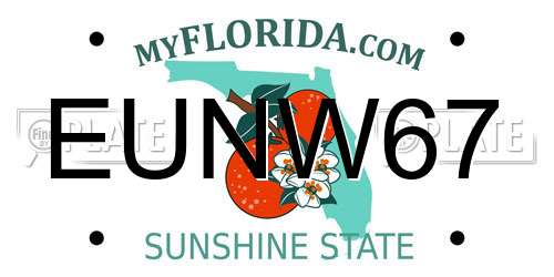 EUNW67 Florida License Plate