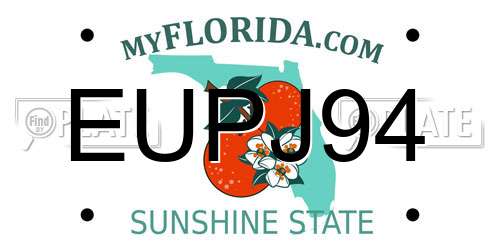 EUPJ94 Florida License Plate