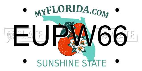 EUPW66 Florida License Plate