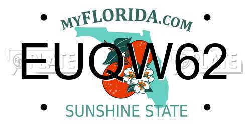 EUQW62 Florida License Plate
