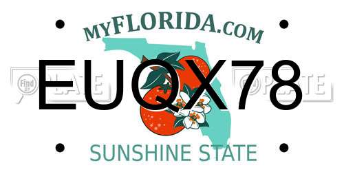 EUQX78 Florida License Plate