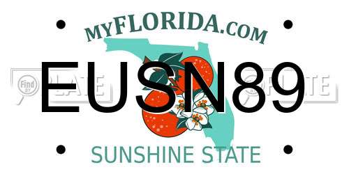EUSN89 Florida License Plate