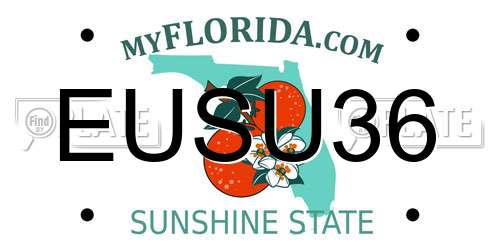 EUSU36 Florida License Plate