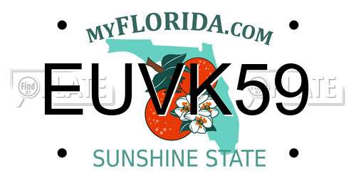 EUVK59 Florida License Plate
