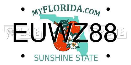 EUWZ88 Florida License Plate