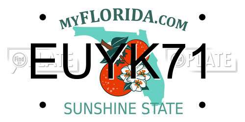 EUYK71 Florida License Plate