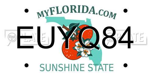 EUYQ84 Florida License Plate