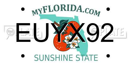 EUYX92 Florida License Plate