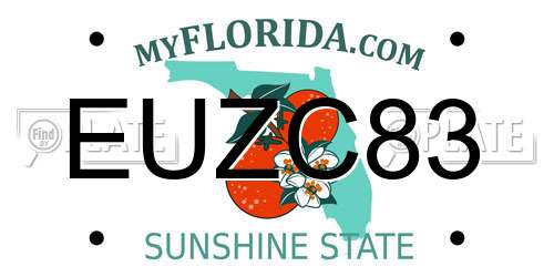 EUZC83 Florida License Plate