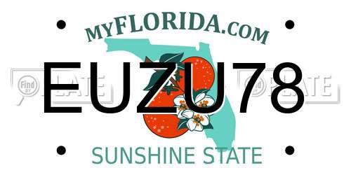 EUZU78 Florida License Plate