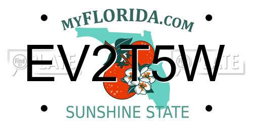 EV2T5W Florida License Plate
