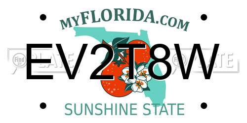 EV2T8W Florida License Plate