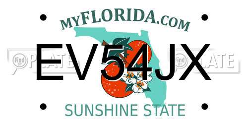 EV54JX Florida License Plate