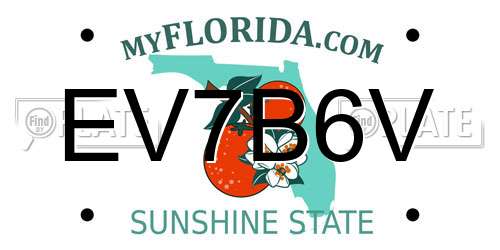 EV7B6V Florida License Plate