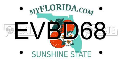 EVBD68 Florida License Plate