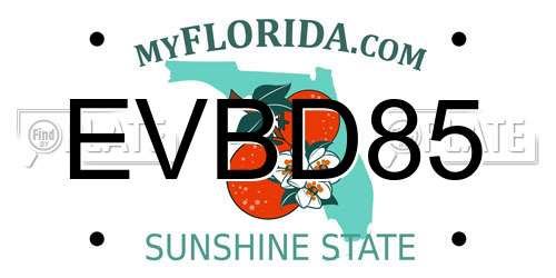 EVBD85 Florida License Plate