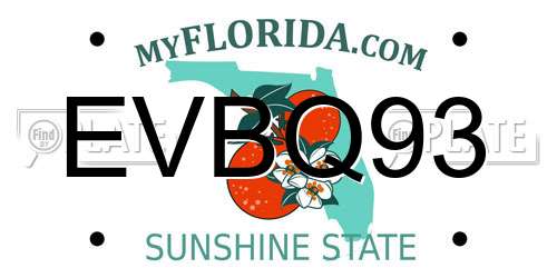 EVBQ93 Florida License Plate