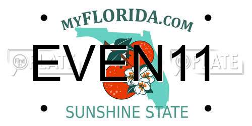 EVEN11 Florida License Plate