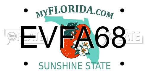 EVFA68 Florida License Plate
