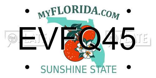 EVFQ45 Florida License Plate