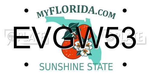 EVGW53 Florida License Plate