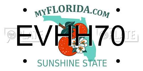 EVHH70 Florida License Plate