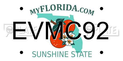 EVMC92 Florida License Plate