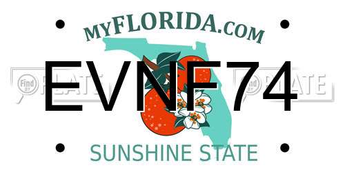 EVNF74 Florida License Plate